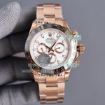 Replica Rolex Cosmograph Daytona Rose Gold Watch White Dial Black Ceramic Bezel